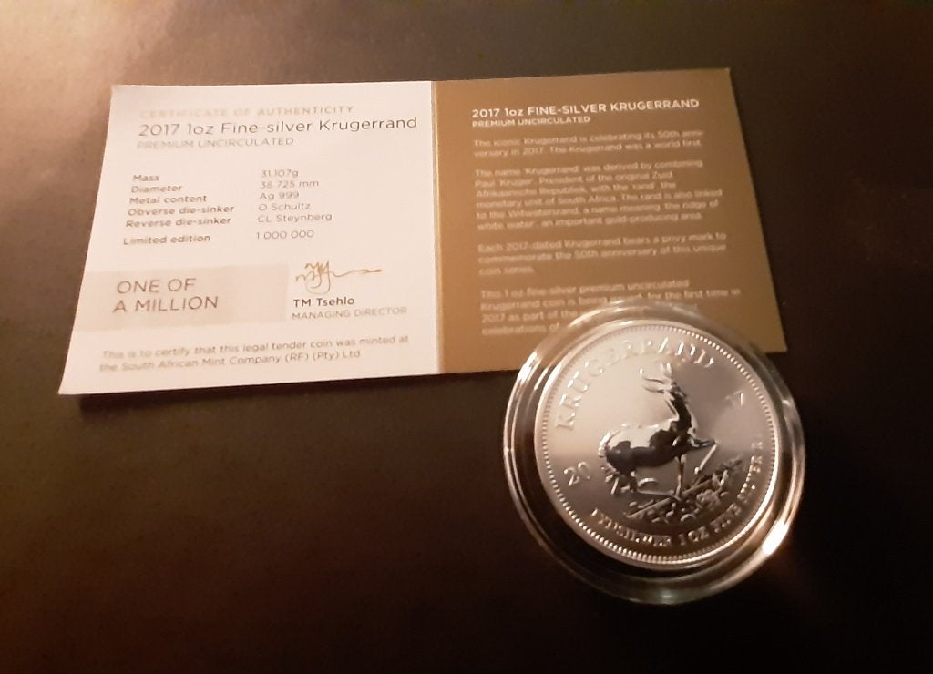 1 oz Silver 50th Anniversary Krugerrand 1e jaar in Zilver!, Postzegels en Munten, Edelmetalen en Baren, Ophalen of Verzenden, Zilver