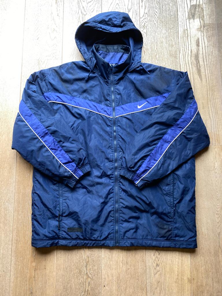 Vintage Nike Windbreaker Jas - Blauw - Maat XL, Ophalen of Verzenden, Gedragen, Maat 56/58 (XL), Blauw