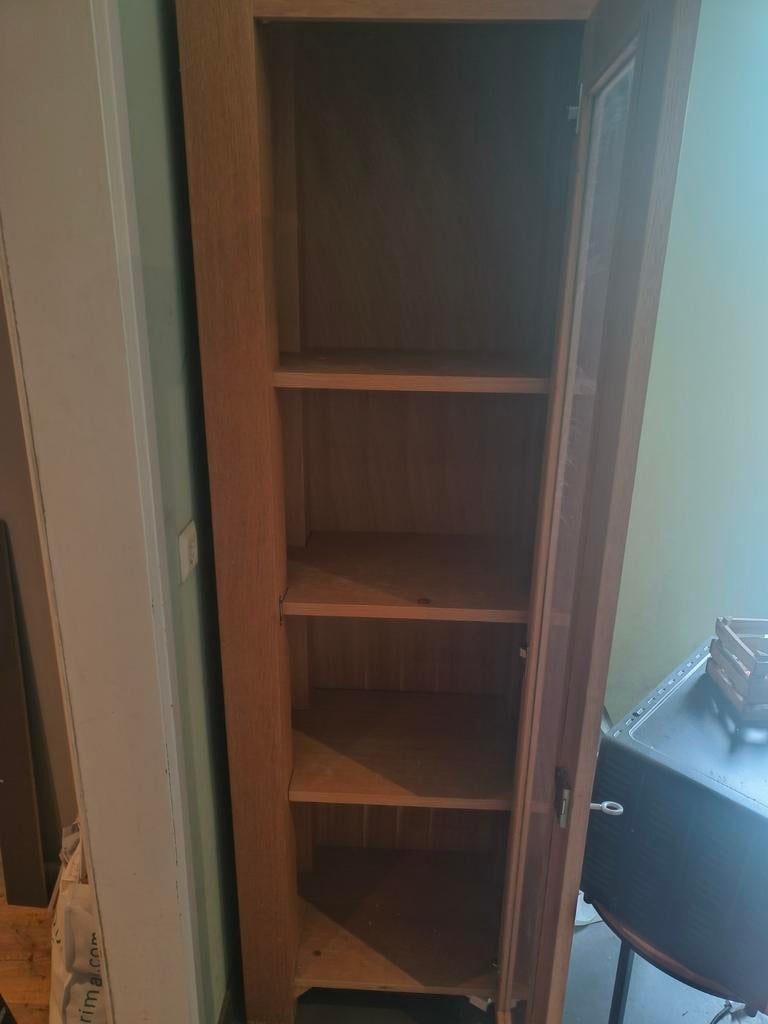 Glazen  vitrine kast met slot - 195x65x40 cm, Ophalen