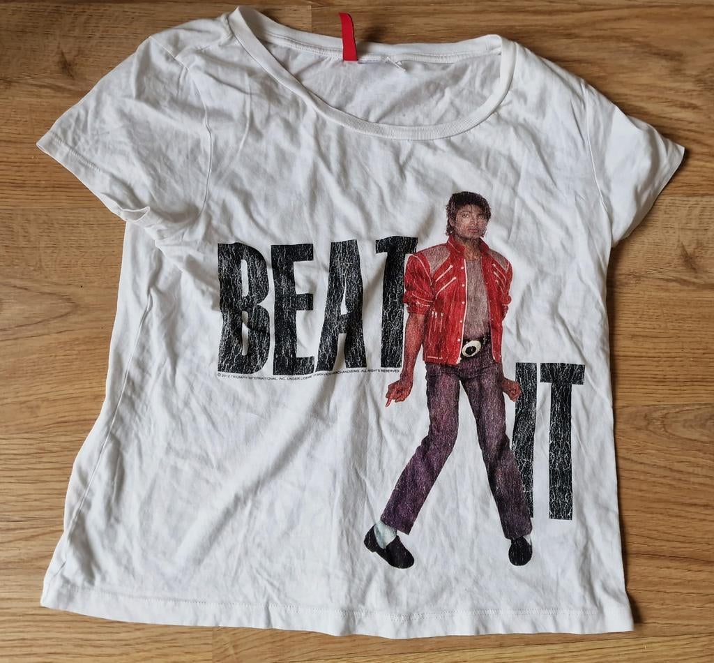 Michael Jackson Beat It T-shirt - klein lees info, Verzenden