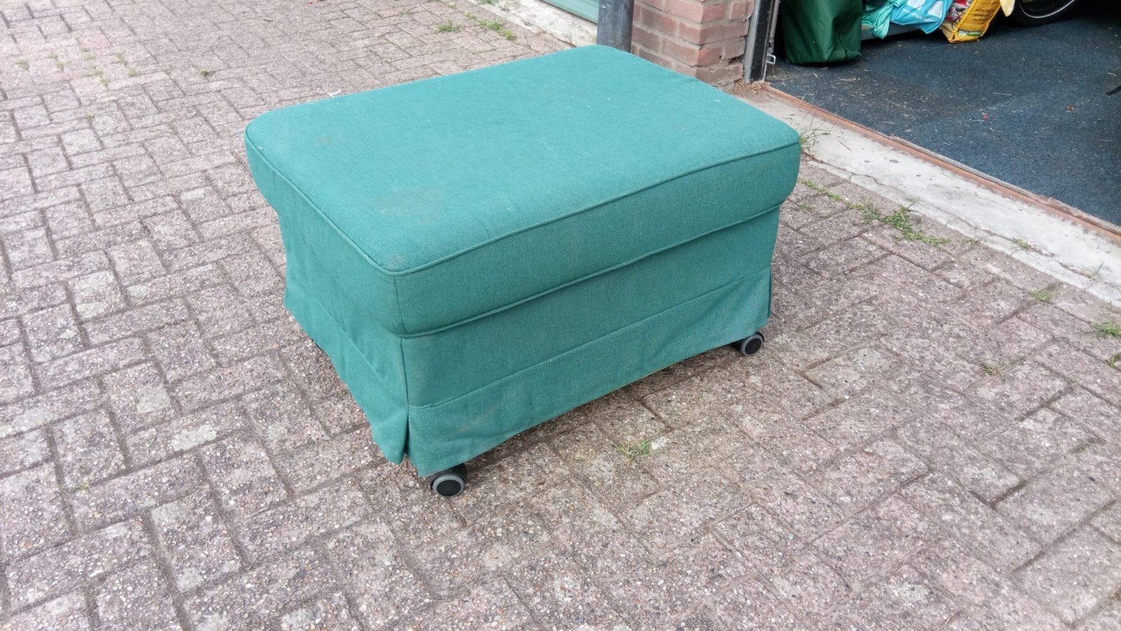 Ikea Ektorp poef met opbergruimte - Groen, Ophalen, Gebruikt, 50 tot 75 cm, Stof