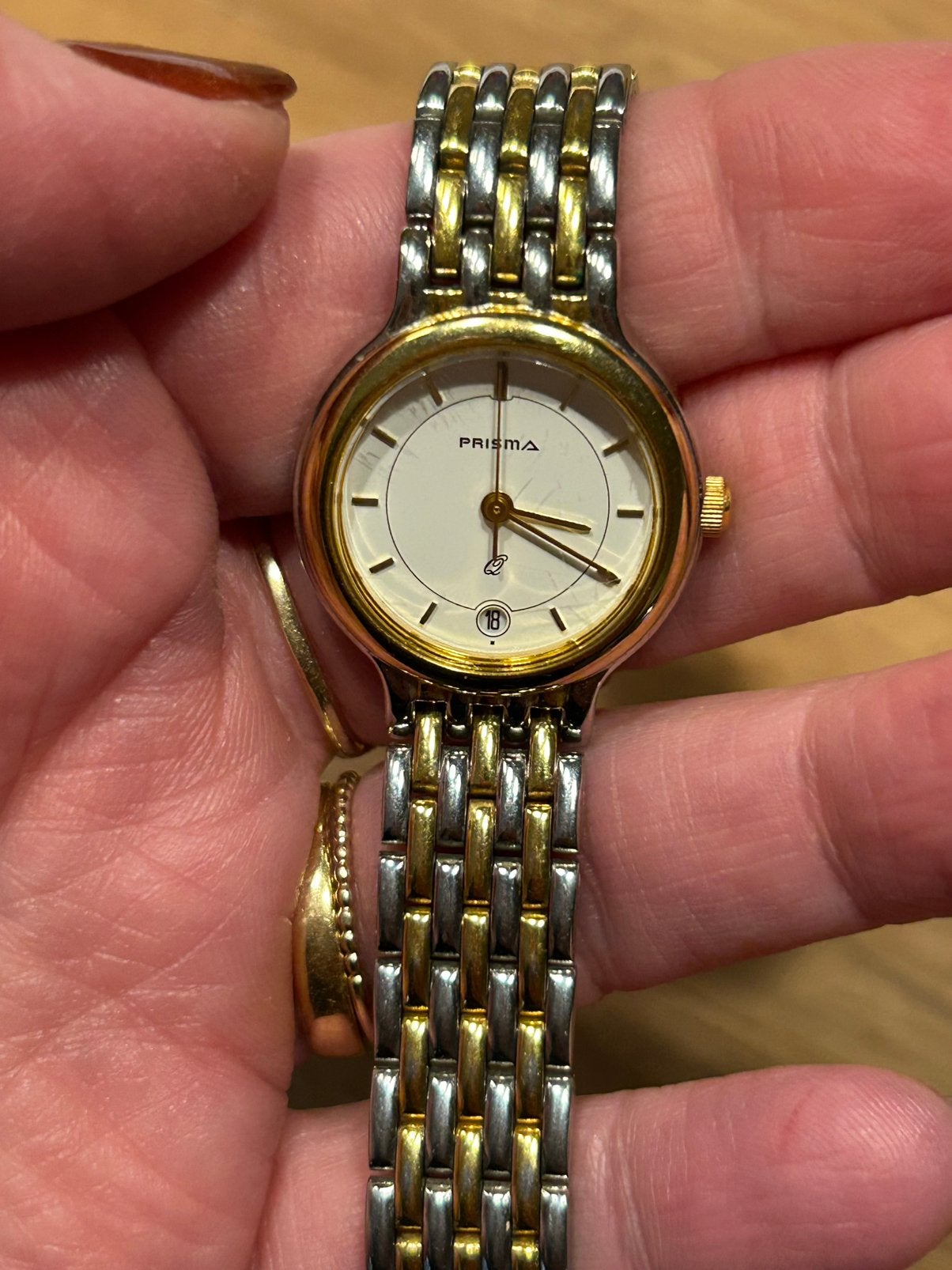 Prisma dameshorloge zilver/goud, Overige merken, Staal, Gebruikt, Polshorloge