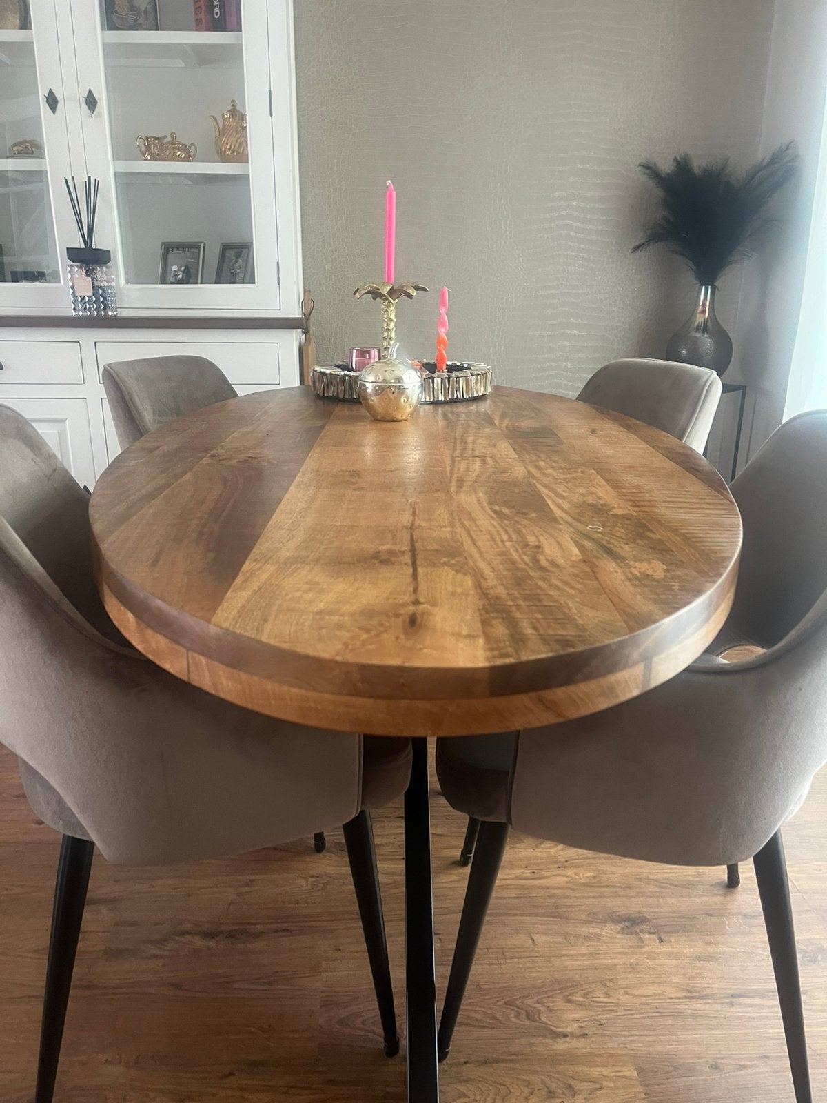 Ovale mango houten eettafel, Huis en Inrichting, Ophalen, 50 tot 100 cm, Zo goed als nieuw, 150 tot 200 cm