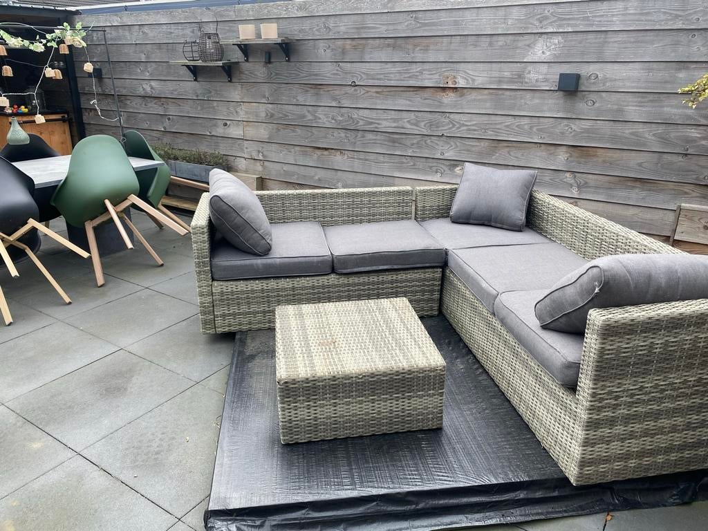 Zo goed als nieuwe loungeset - Wegens overcompleet, 4 zitplaatsen, Ophalen of Verzenden, Zo goed als nieuw, Loungeset