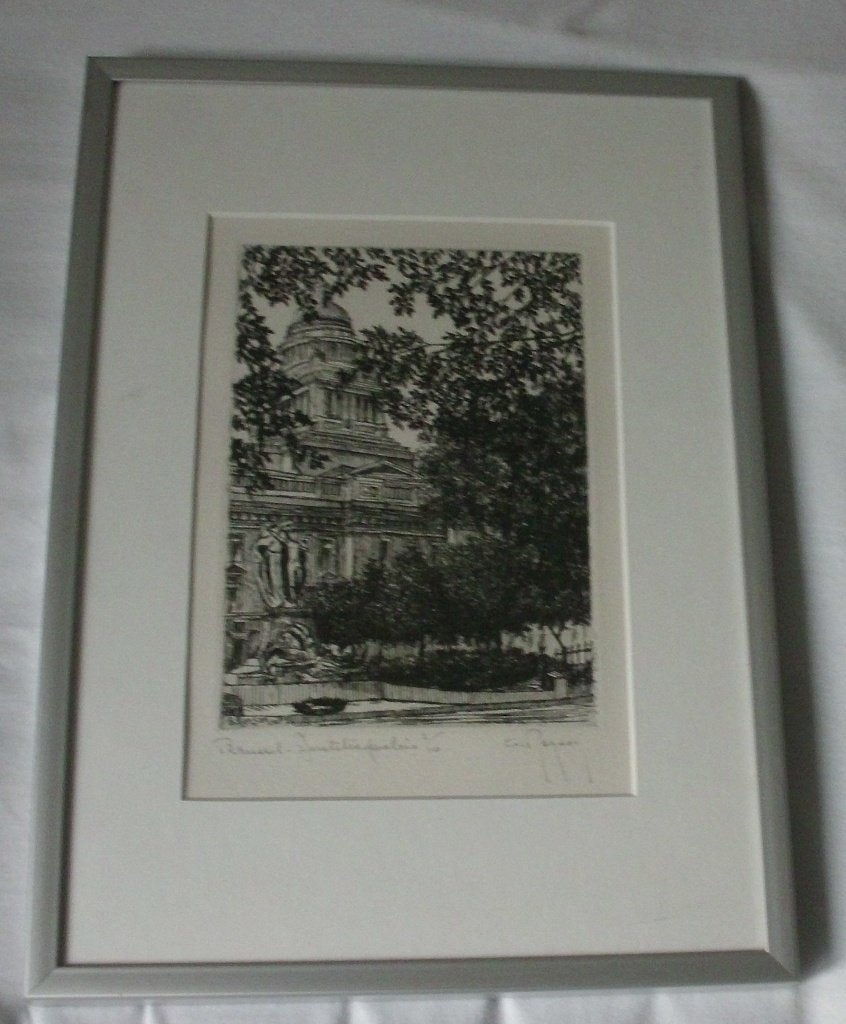 Gilbert Renson  1885 - 1948     Belgie'., Antiek en Kunst, Ophalen of Verzenden, Stadsgezicht, Ets, 1900 - 1949