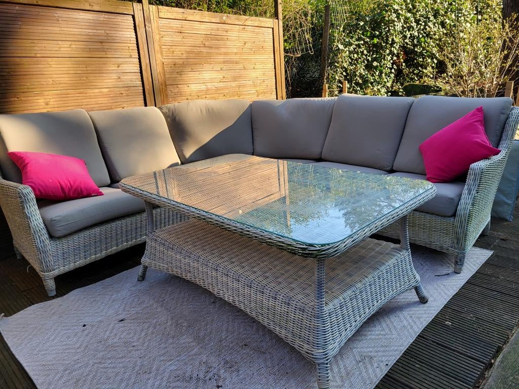 4SO Loungeset met All-Weather Olefin Kussens, Tuin en Terras, Tuinsets en Loungesets, Ophalen, 5 zitplaatsen, Gebruikt, Bank