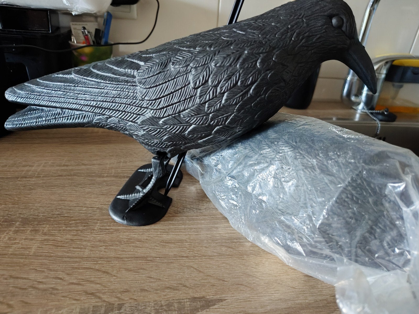 Kraai afschrikvogel - 2 Nieuw in verpakking, Ophalen, Nieuw, Kunststof, Dierenbeeld