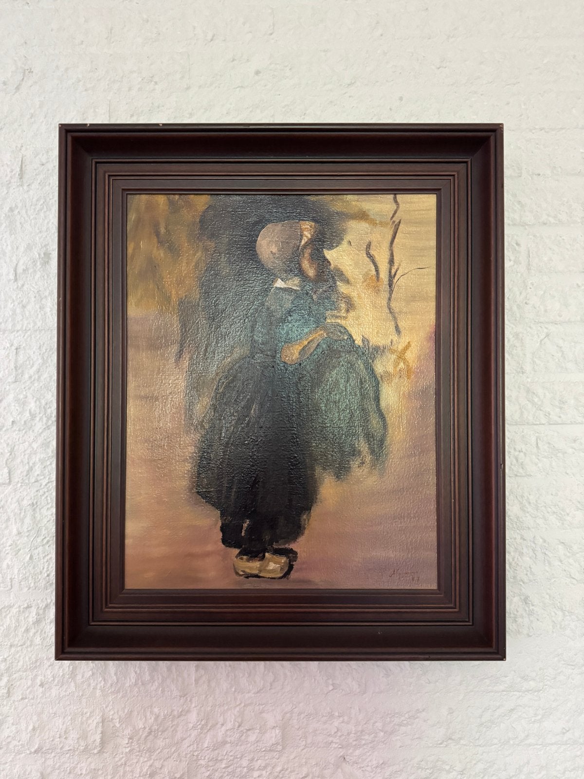 Olieverfportret: Traditioneel Geklede Persoon, 19e Eeuwse, Ophalen, Nederlandse school, Doek, Portret of Personen