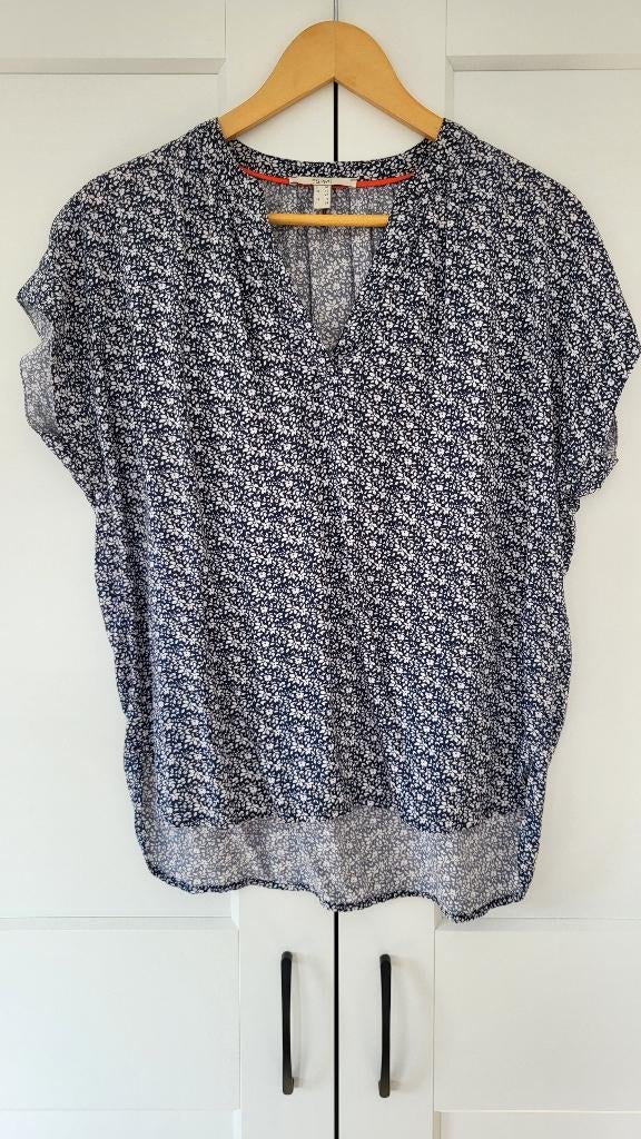 ESPRIT gebloemde viscose blouse top blauw, mt 36, Ophalen, Blauw, Zo goed als nieuw, Maat 36 (S)
