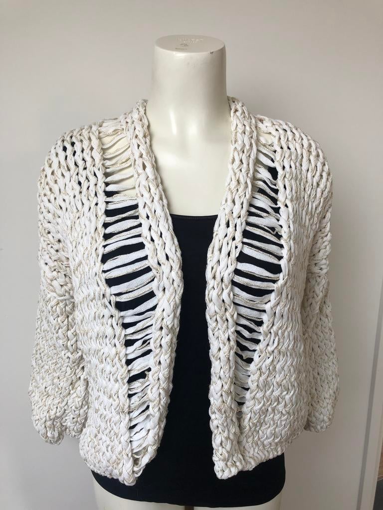 Kiro by kim wit handgebreid openvallend vestje onesize, Wit, Maat 42/44 (L), Nieuw, Ophalen of Verzenden