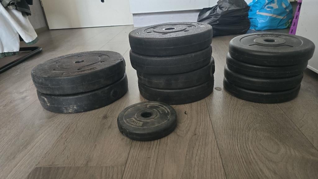 Gym, Sport en Fitness, Fitnessmaterialen, Ophalen of Verzenden, Zo goed als nieuw, Borst, Halterschijven