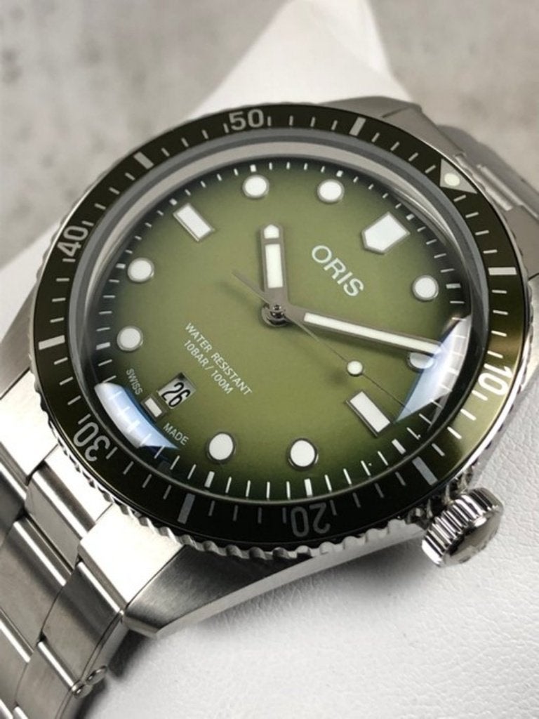 Oris Divers Sixty-Five  groen, 40mm ongedragen, compleet, Overige merken, Staal, Staal, Polshorloge