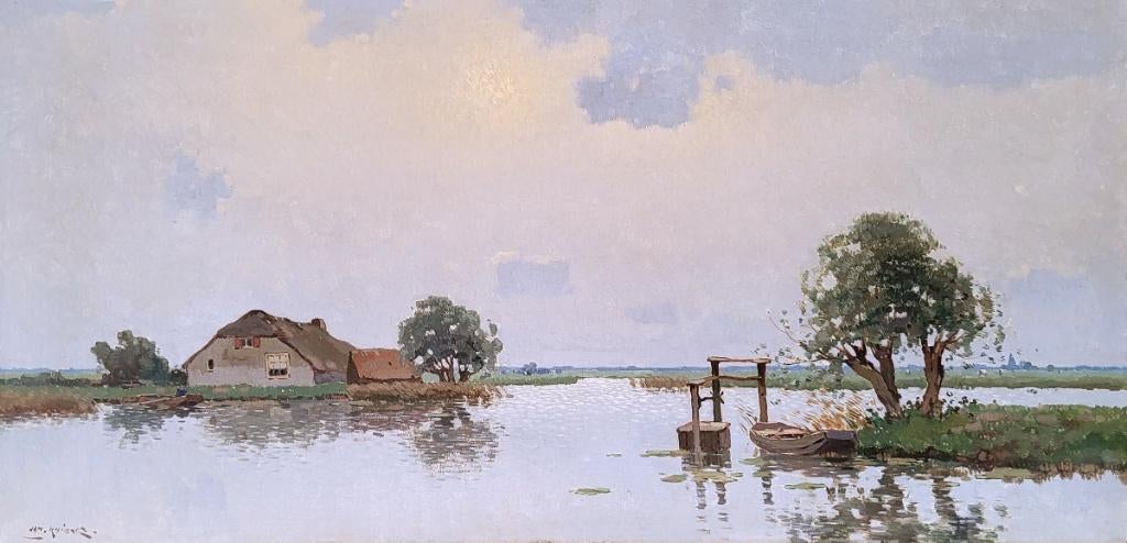 Jan Knikker, 40x80cm doekmaat, incl. lijst, 300,- euro, Antiek en Kunst, Ophalen of Verzenden