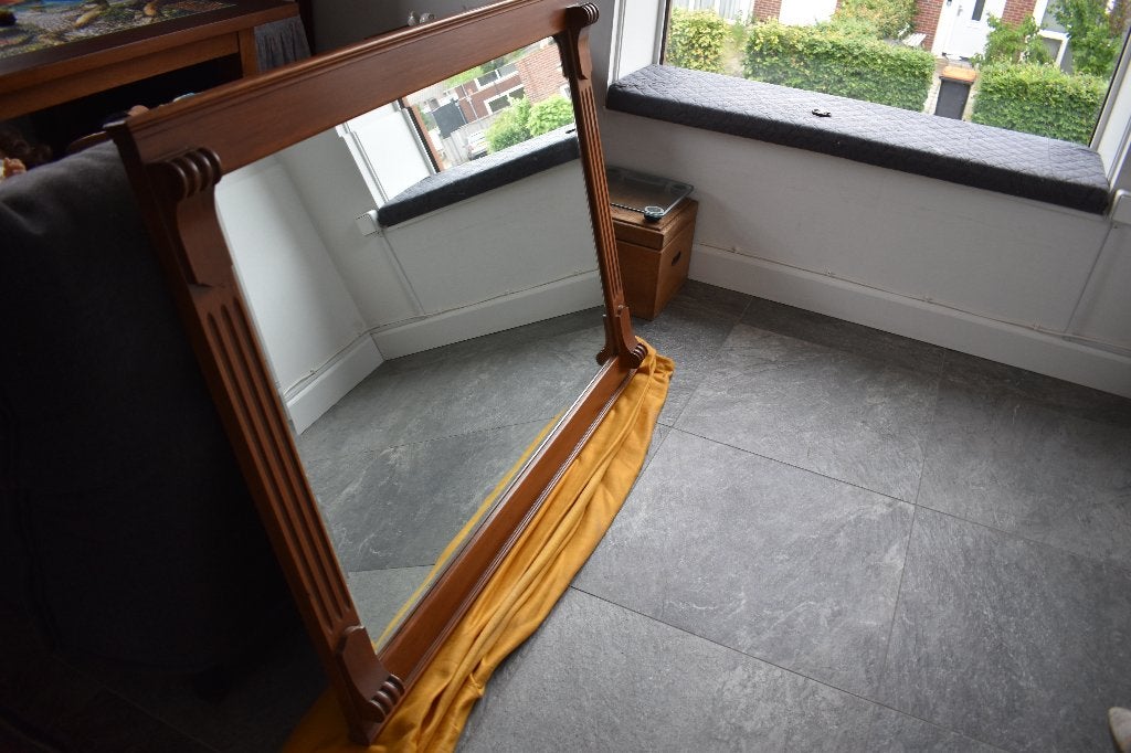 grote spiegel massief eiken handgemaakt, Ophalen, 125 cm of meer, Zo goed als nieuw, Minder dan 100 cm