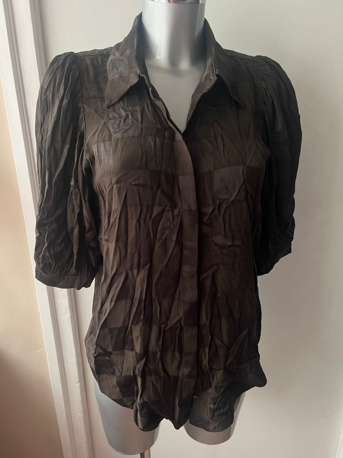 Copenhagen muse blouse bruin grijs maat S cmcarli shirt, Ophalen of Verzenden, Zo goed als nieuw, Maat 36 (S), Bruin