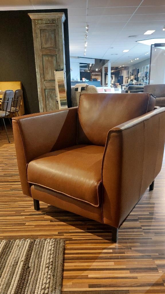 Brunello fauteuil van Het Anker Leder Bullet Tabacco  €699,-, Ophalen, Nieuw, 75 tot 100 cm, Leer