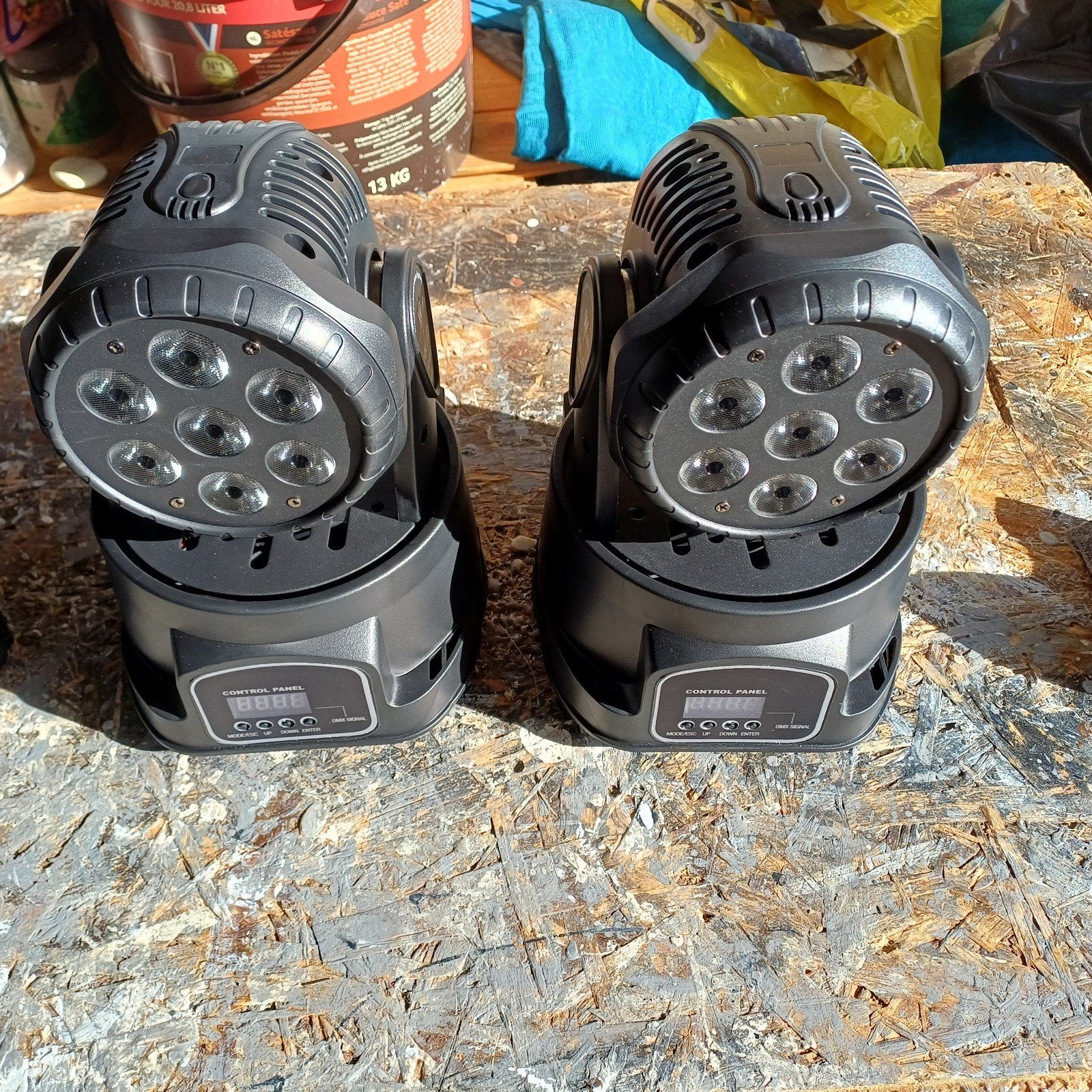 Set van 2 Draaiende Disco Lampen / Moving Heads, Ophalen
