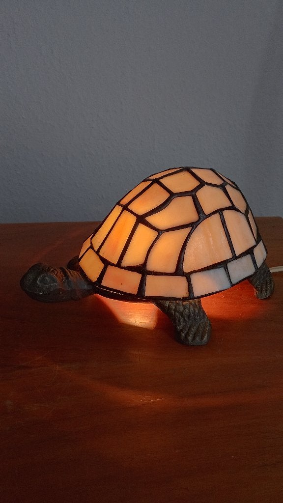Vintage glas in lood Tiffany schildpad lamp, Ophalen of Verzenden, Zo goed als nieuw, Glas, Minder dan 100 cm
