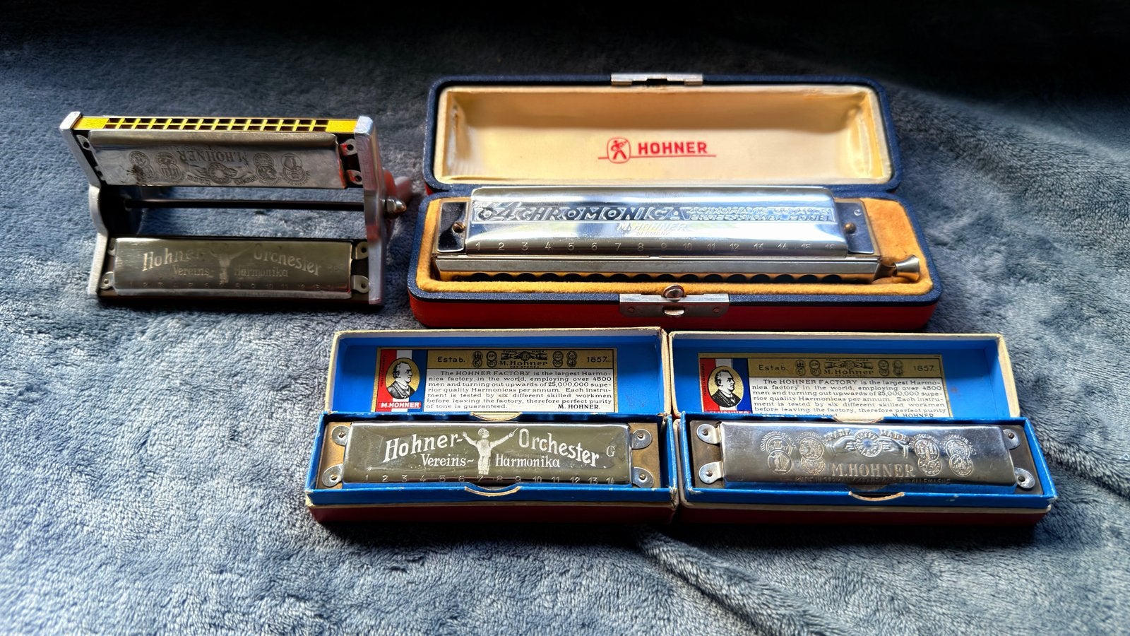 Prachtige verzameling vintage M. Hohner harmonica's, Gebruikt, Overige typen, Chromatisch, Ophalen of Verzenden