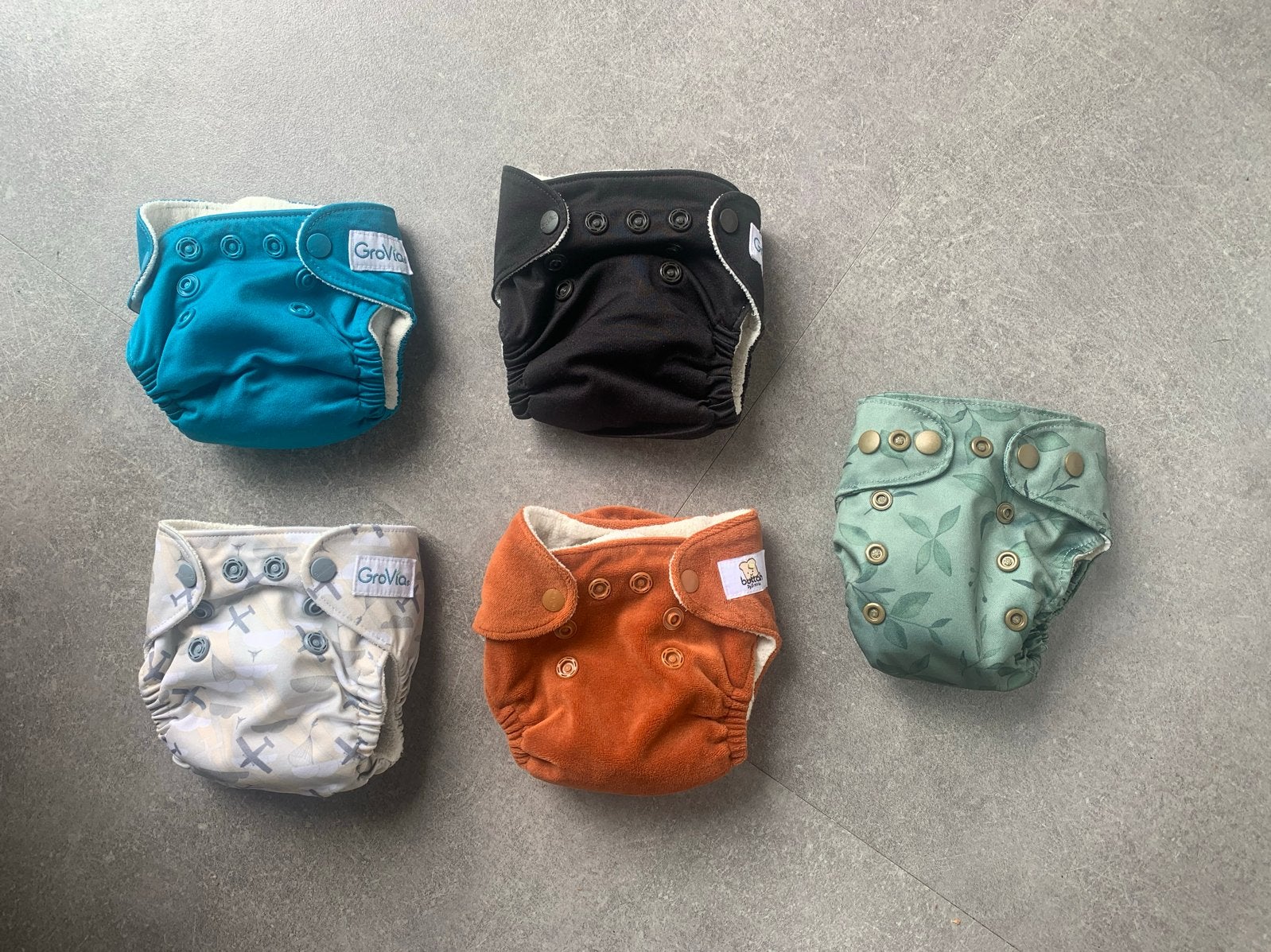 Grovia + elskbar wasbare luiers newborn 5 stuks, Ophalen of Verzenden, Gebruikt
