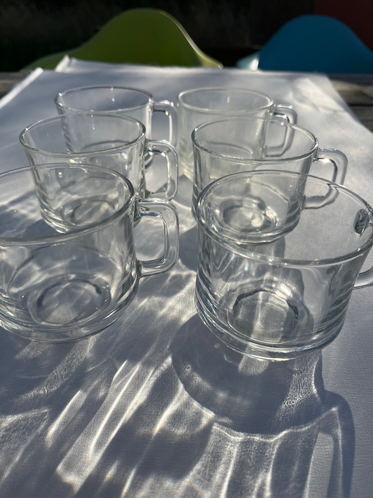 6 Duralex theeglazen, 1 met lichte aanslag, Glas of Glazen, Gebruikt, Ophalen of Verzenden, Glas