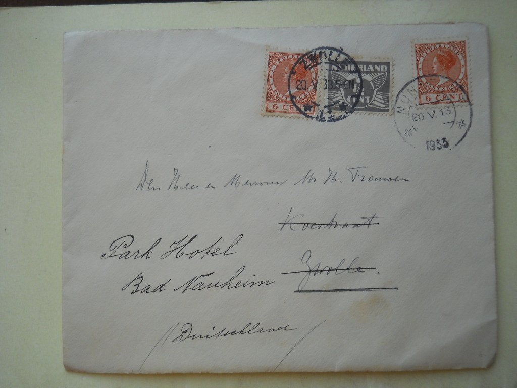 Nederland Brief Kon. Wilhelmina Rondstempel Nunspeet+Zwolle, Postzegels en Munten, Brieven en Enveloppen | Nederland, Ophalen of Verzenden