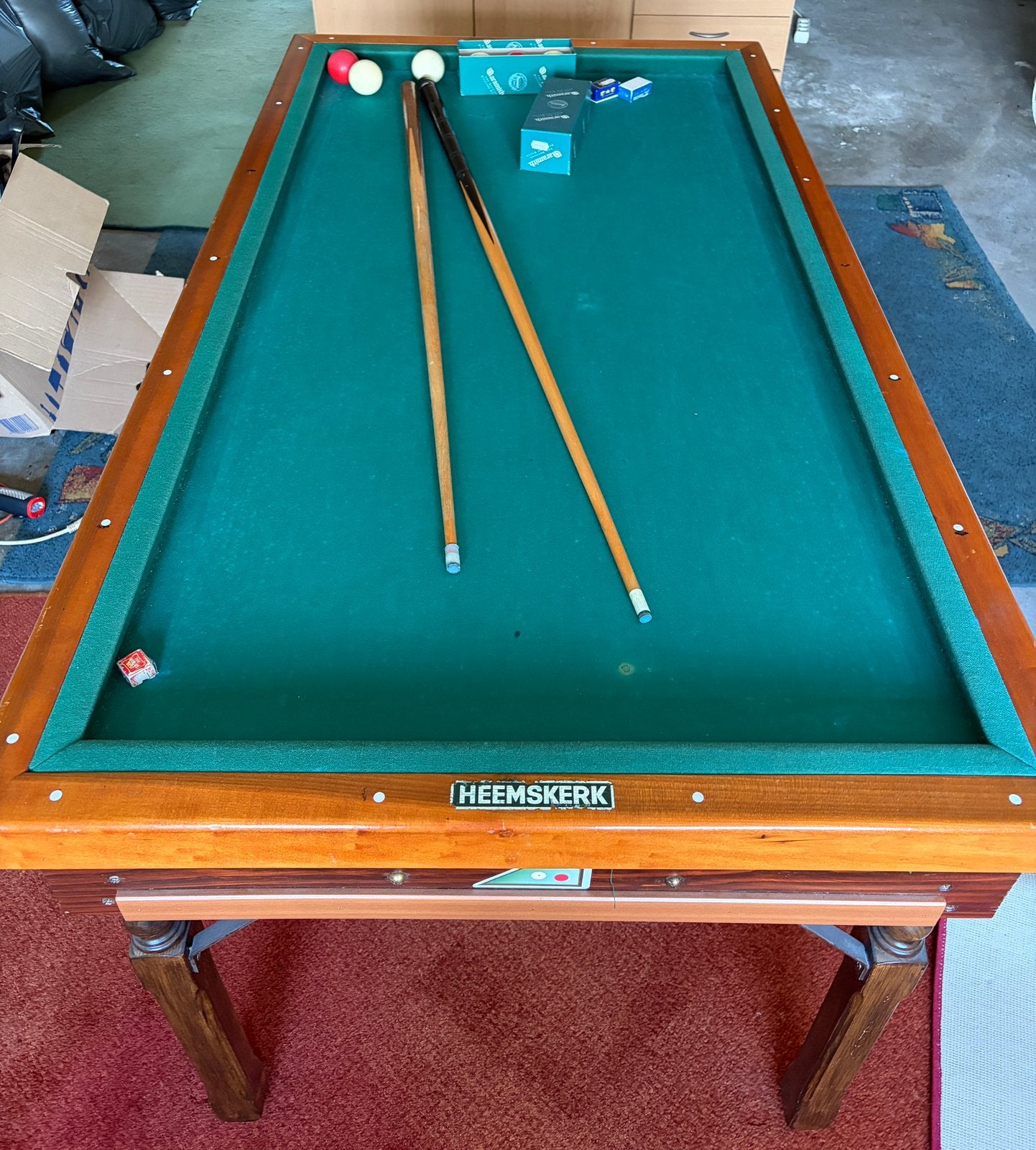 Biljart inclusief 2 x keu en ballen, Ophalen, Zo goed als nieuw, Biljarttafel