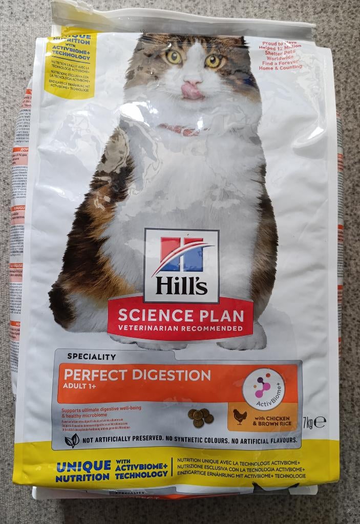 Te koop 1 dichte zak Hills Perfect Digestion adult 7 kilo, Dieren en Toebehoren, Ophalen, Kat