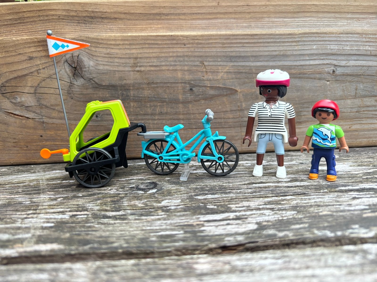 Playmobil Fiets met Kinderkar en Figuren, Complete set, Voertuig, Ophalen of Verzenden, Zo goed als nieuw