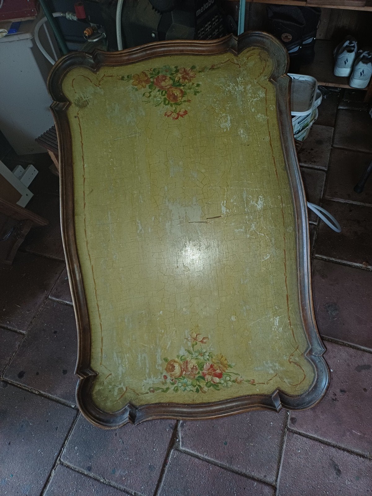 Antieke bijzettafel met bloemmotief, Antiek en Kunst, Ophalen