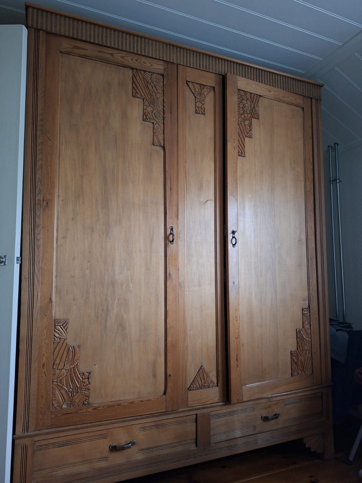 Oud grenen Art Deco Style kast, Ophalen, Gebruikt, 150 tot 200 cm, Grenenhout