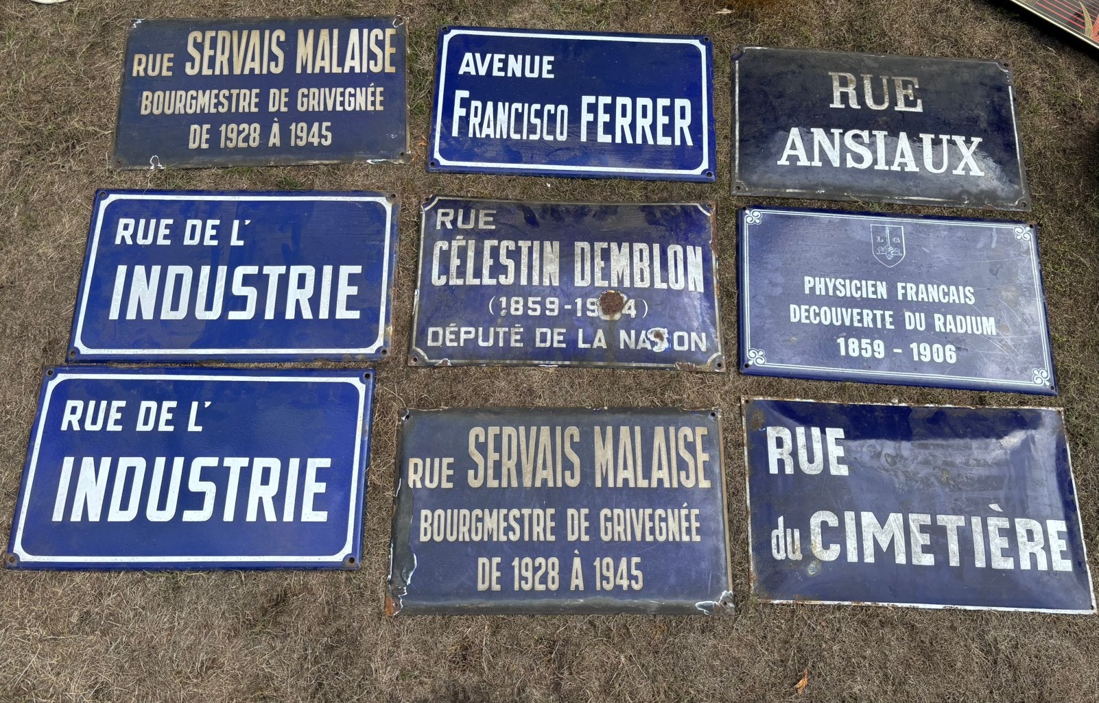Vintage emaille straatnaamborden Belgisch, Franstalig, Ophalen of Verzenden, Gebruikt