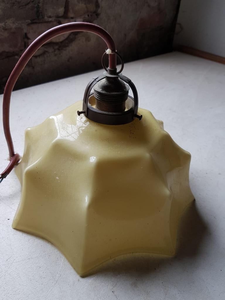 Vintage lamp - Geel Glas, Ophalen of Verzenden