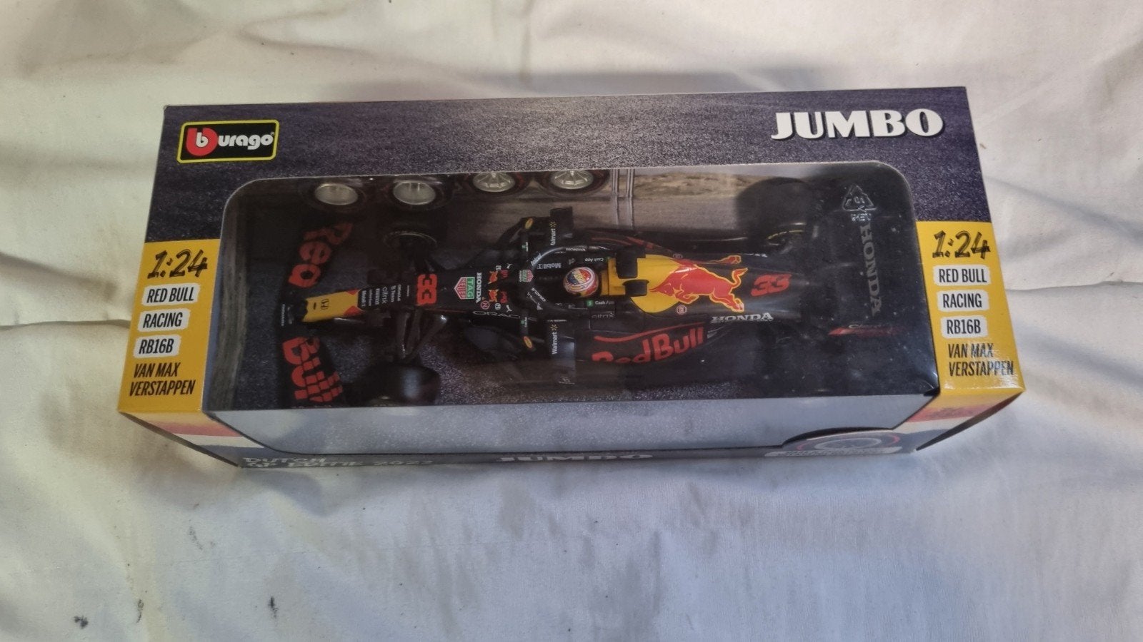 Nieuwe Jumbo Max Verstappen Raceauto 1:24, Ophalen of Verzenden, Nieuw, Auto, Bburago