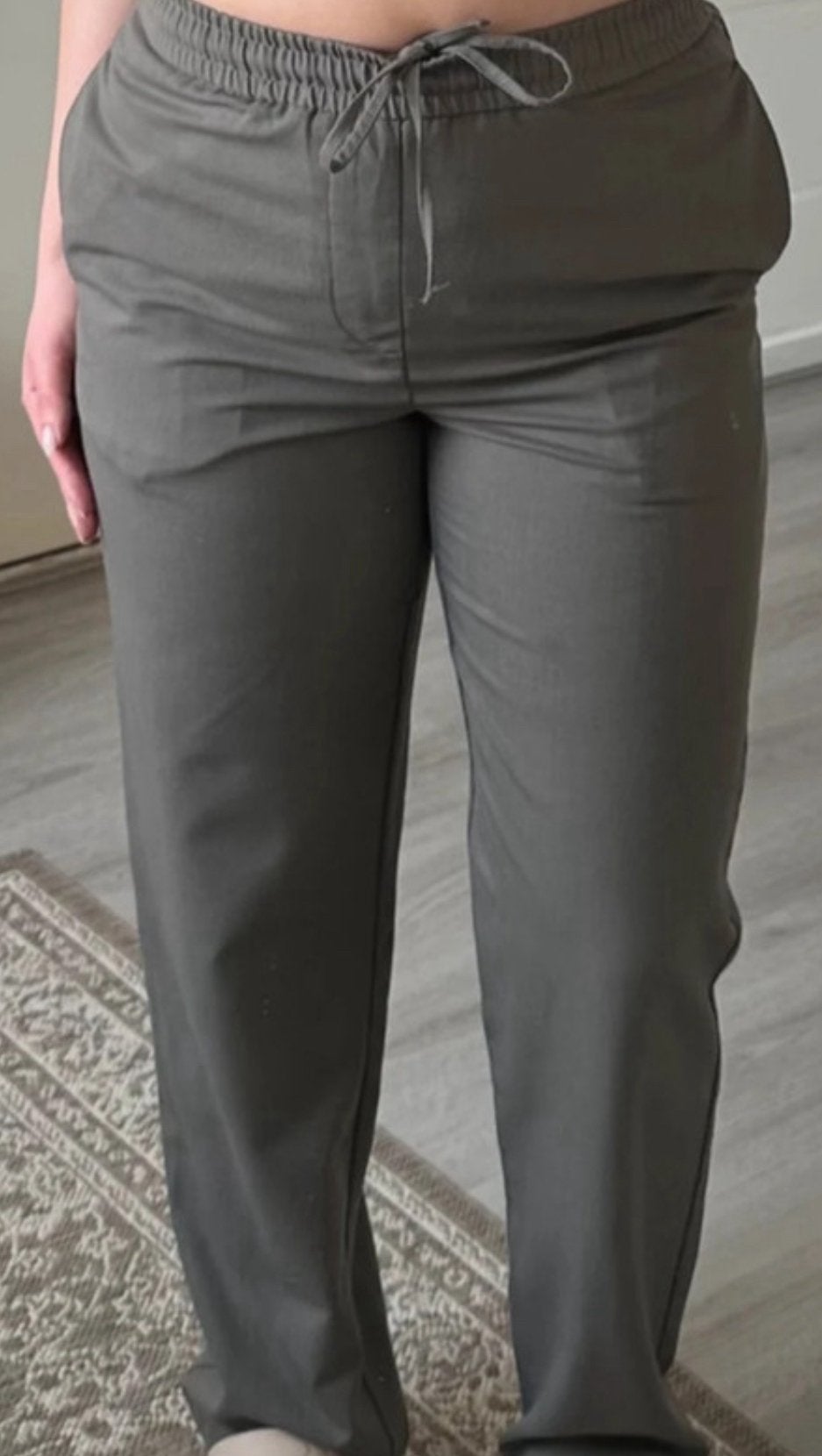 Zara donker khaki pantalon met elastische taille met zakken, Overige kleuren, Verzenden, Zo goed als nieuw, Maat 36 (S)