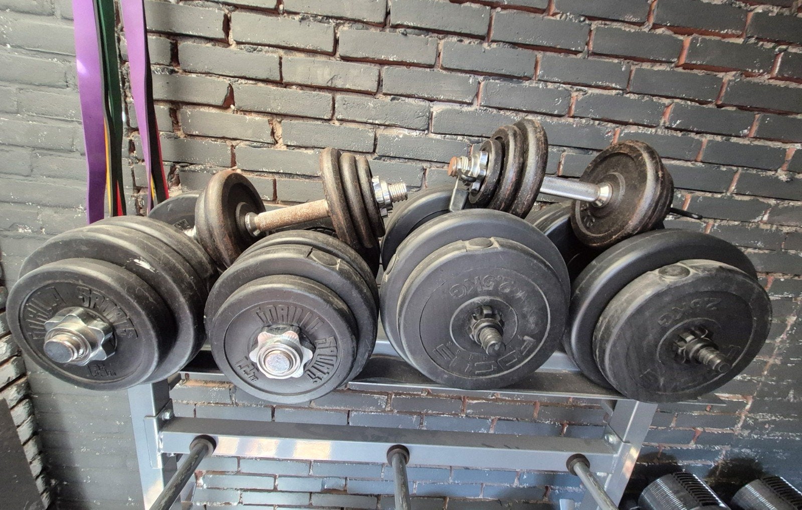 Complete Set: Dumbbells, Kettlebells, Fitnessbank & Rek, Ophalen, Gebruikt, Benen, Dumbbell