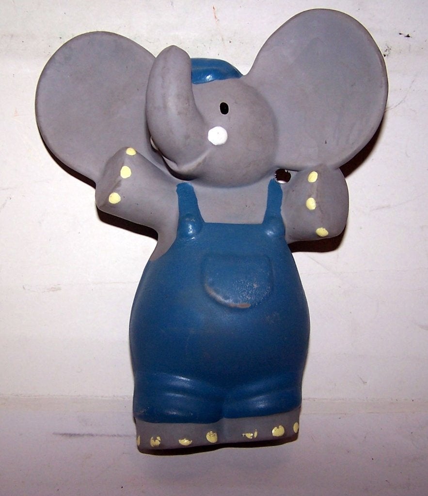 Vintage zeldzaam zacht vinylplastic piepbeestje Olifant., Ophalen of Verzenden, Zo goed als nieuw