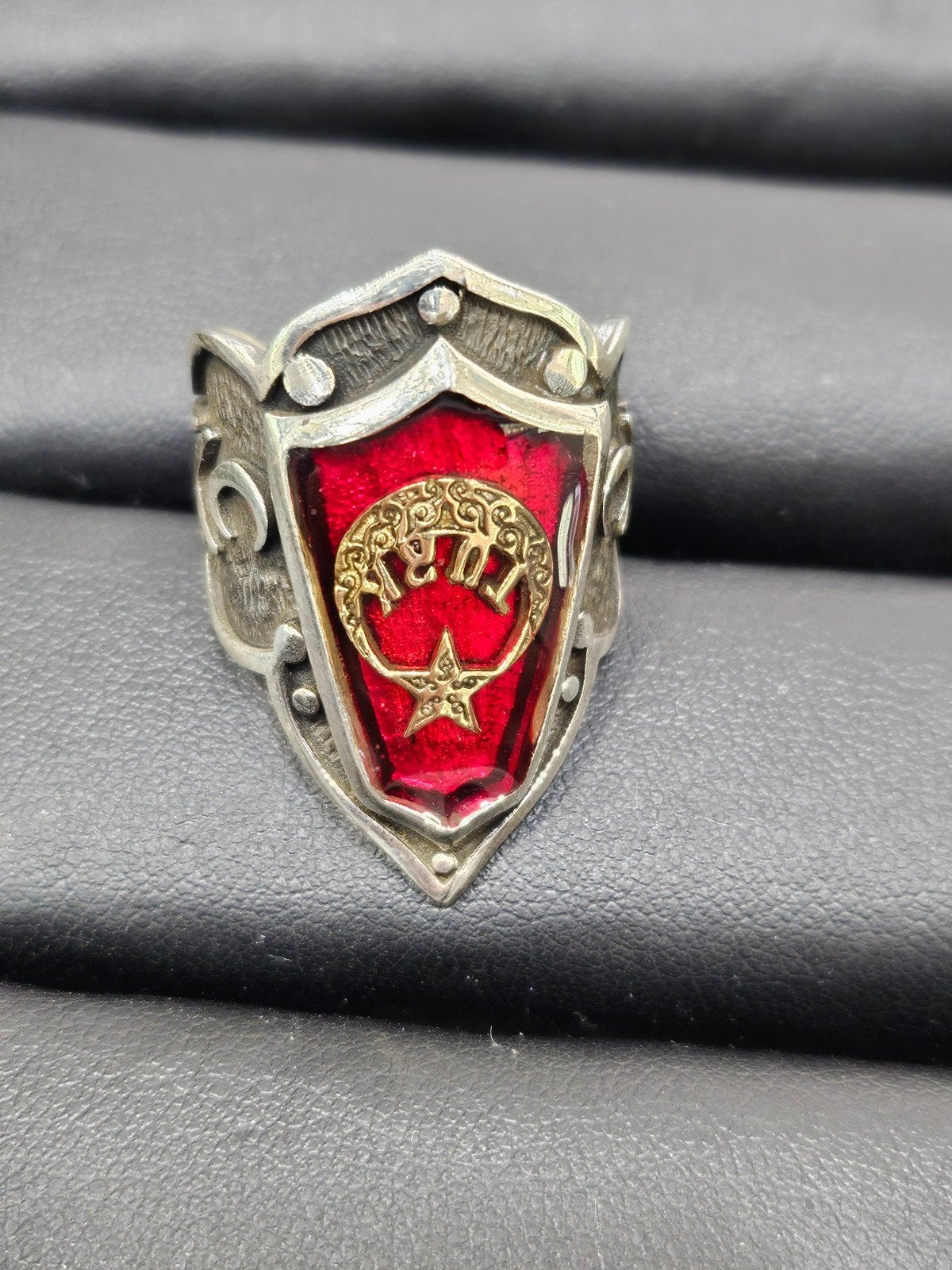 ottomaanse turkije Zilveren ring gouden details, Nieuw, Ophalen of Verzenden, 17 tot 18, Dame of Heer