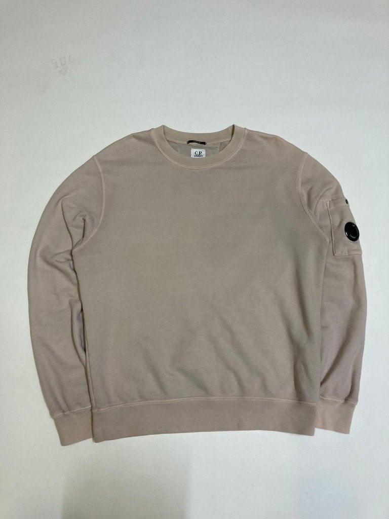 Y2k 00s C.P Company Resist Dyed Sweater - L - Beige - Cotton, Beige, Ophalen of Verzenden, Zo goed als nieuw, C.P. Company