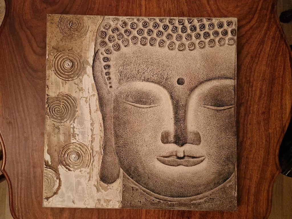 boeddha schilderij canvas, Ophalen, Zo goed als nieuw, Print, 75 cm of meer
