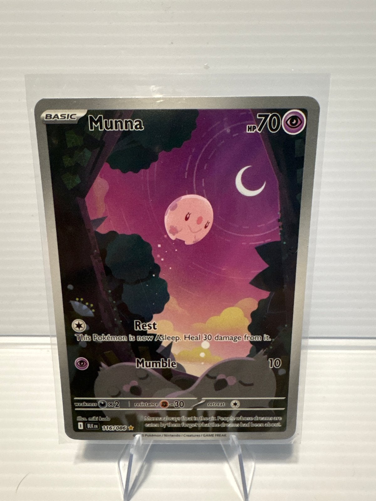 Munna 116/086 Black Bolt Pokémon Kaart NM Conditie, Ophalen of Verzenden, Zo goed als nieuw, Losse kaart