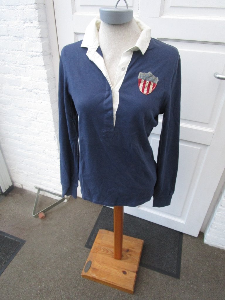 Donkerblauwe Ralph Lauren damestop maat M, Kleding | Dames, Blauw, Zo goed als nieuw, Lange mouw, Ralph Lauren