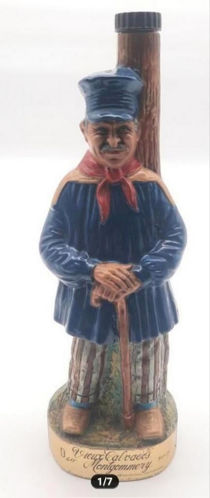 Vintage keramieke Vieux Calvados Montgommery beeld fles, Verzamelen, Ophalen of Verzenden, Zo goed als nieuw, Mens