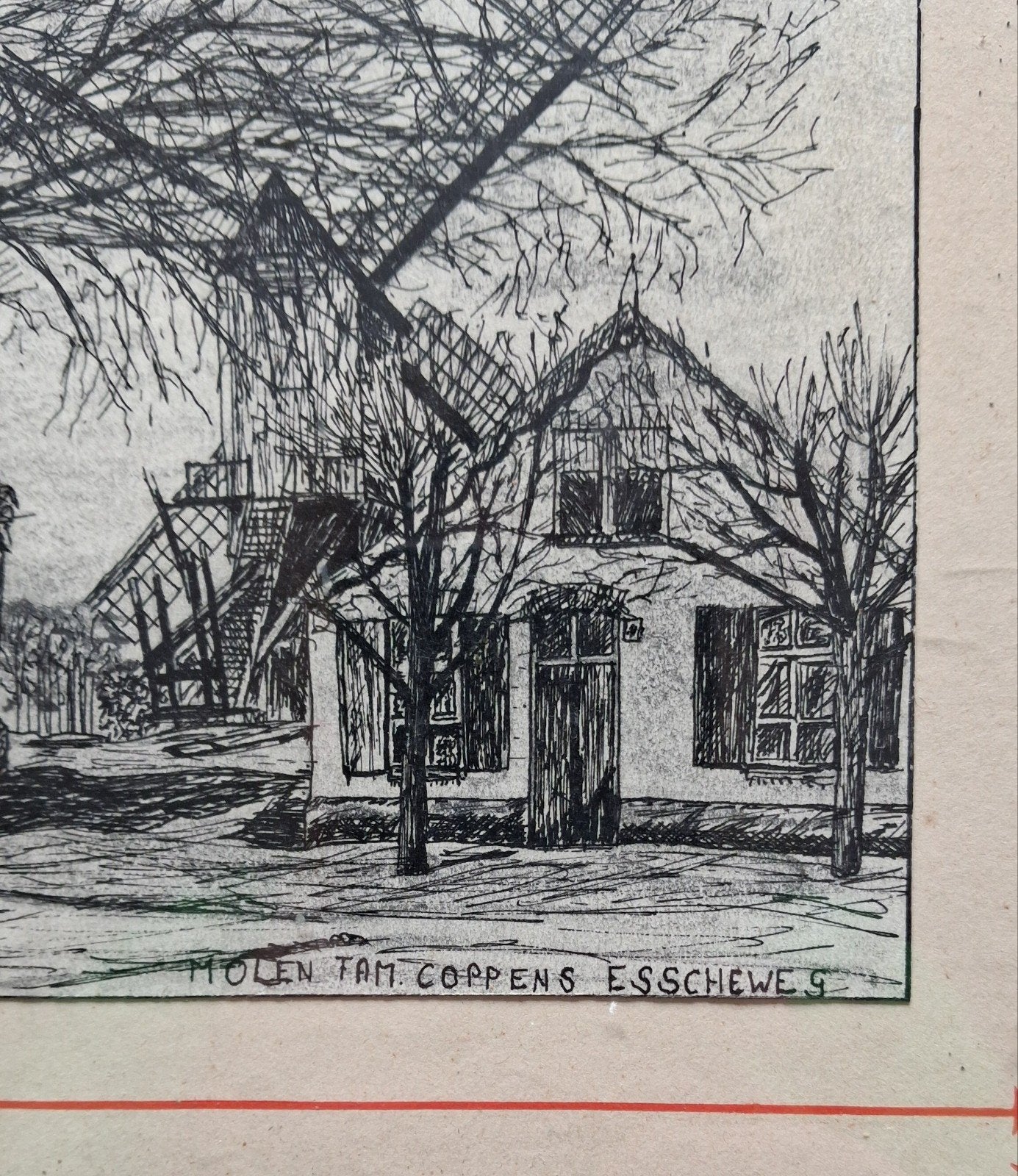 Vught. Molen Fam. Coppens. Litho.  Ca 1900. 30/25 cm., Antiek en Kunst, Ophalen