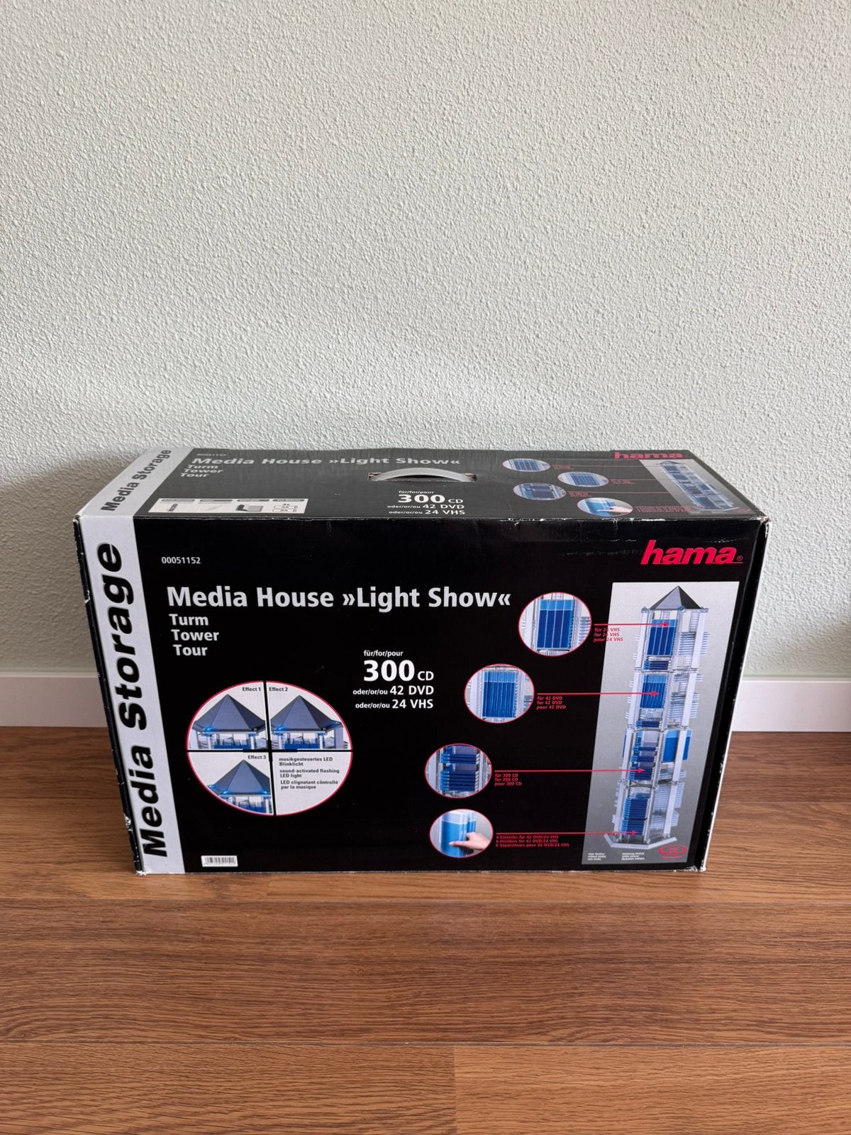 Hama Media House “Light Show” CD/DVD/VHS Opbergtoren, LED, Ophalen of Verzenden, Metaal, Cd's of Dvd's, Nieuw