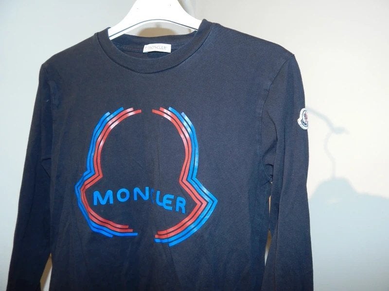 Moncler sweatshirt merk opdruk voorkant embleem mouw12Y, Moncler, Verzenden, Jongen of Meisje, Zo goed als nieuw