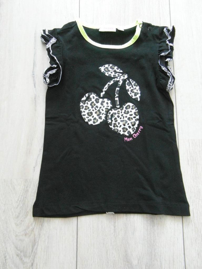 Bakkaboe - Leuk zwart kersen shirtje - 86, Meisje, Ophalen of Verzenden, Zo goed als nieuw, Bakkaboe