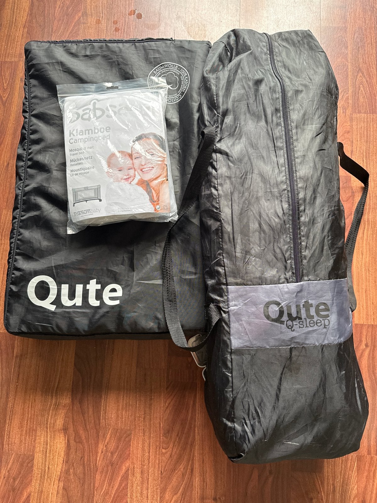Qute Q-sleep Reisbedje met klamboe, Kinderen en Baby's, Ophalen, Zo goed als nieuw, Reisbedje