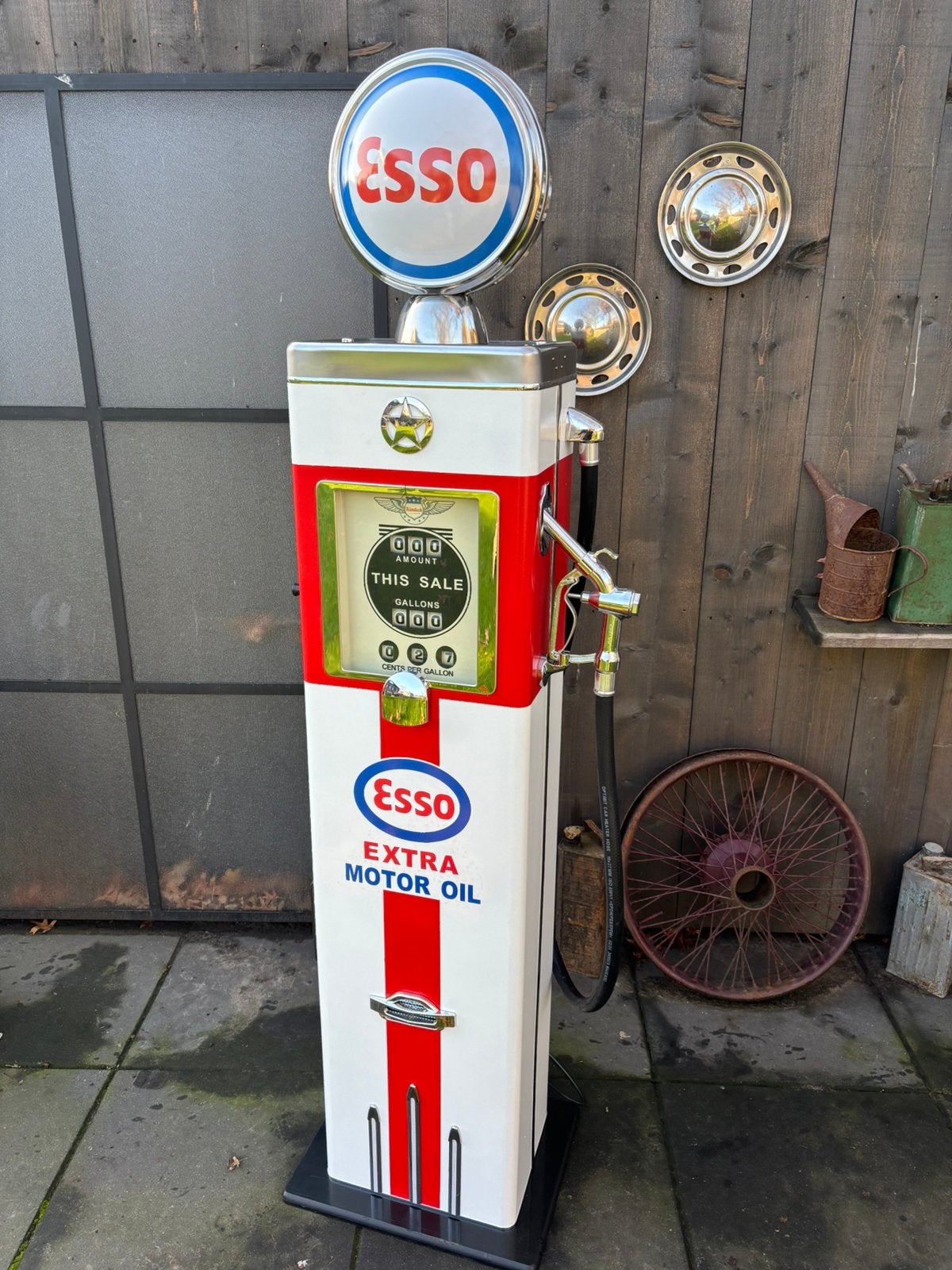 Esso benzinepomp retro vintage mancave, Ophalen, Zo goed als nieuw, Reclamebord