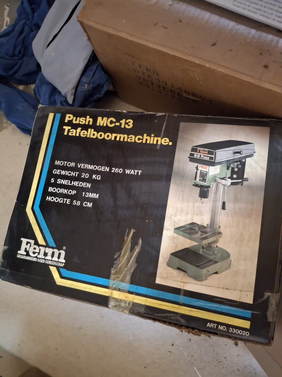 Ferm Push MC-13 Tafelboormachine - 260W, 5 Snelheden, Ophalen, Gebruikt, Minder dan 400 watt, Kolomboormachine
